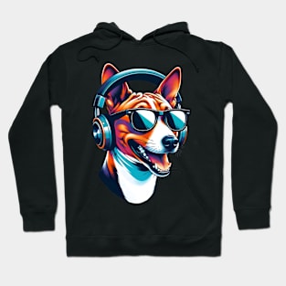 Basenji Smiling DJ with Headphones Japanese Art Hoodie